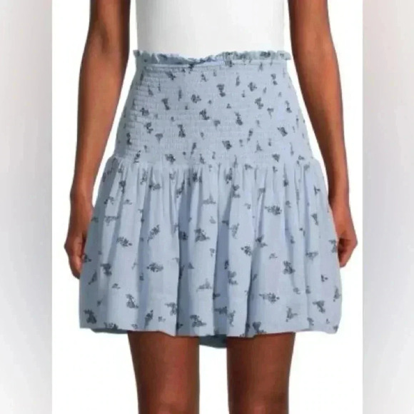 GANNI BLUE FLORAL MINI SKIRT SIZE‎ US 2 - Picture 2 of 9